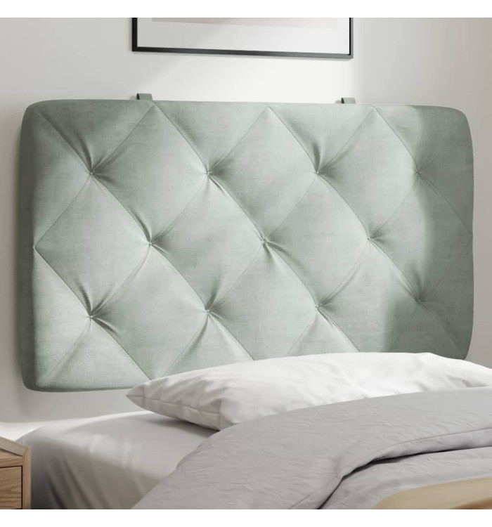 Coussin de tête de lit gris clair 80 cm velours | Mobilier & Déco
