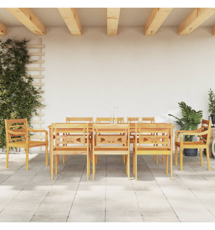 Ensemble à manger de jardin 9 pcs Bois de teck solide | Mobilier & Déco