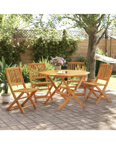 Ensemble à manger de jardin pliable 5 pcs bois massif d’acacia | Mobilier & Déco