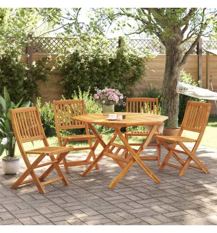 Ensemble à manger de jardin pliable 5 pcs bois massif d’acacia | Mobilier & Déco