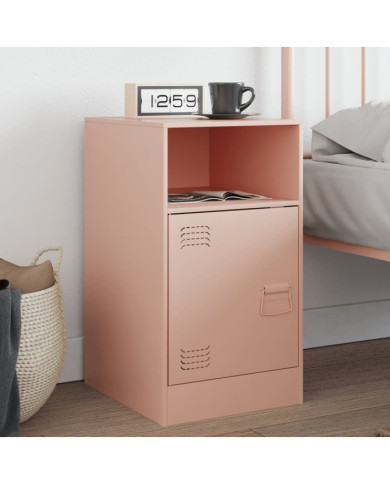 Table de chevet rose 34,5x39x62 cm acier | Mobilier & Déco