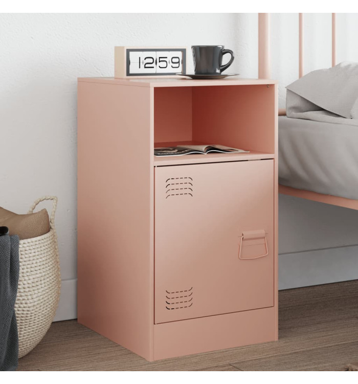 Table de chevet rose 34,5x39x62 cm acier | Mobilier & Déco