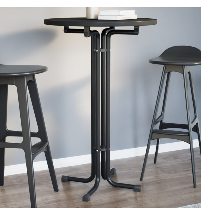 Table à manger noir Ø70x110 cm bois d'ingénierie et acier | Mobilier & Déco