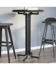 Table à manger noir Ø70x110 cm bois d'ingénierie et acier | Mobilier & Déco