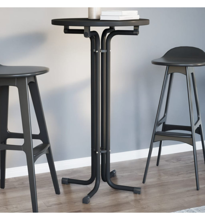Table à manger noir Ø60x110 cm bois d'ingénierie et acier | Mobilier & Déco