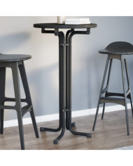 Table à manger noir Ø60x110 cm bois d'ingénierie et acier | Mobilier & Déco