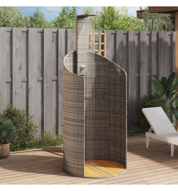 Douche d'extérieur gris 100x100x241,5 cm poly rotin bois acacia | Mobilier & Déco