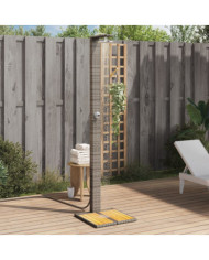 Douche d'extérieur gris 50x55x224 cm résine tressée bois acacia | Mobilier & Déco