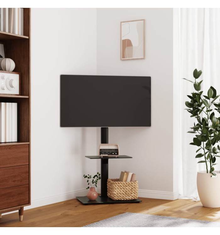 Meuble TV d'angle 2 niveaux pour 32-65 pouces noir | Mobilier & Déco