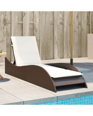 Chaise longue avec coussin marron 60x205x73 cm résine tressée | Mobilier & Déco