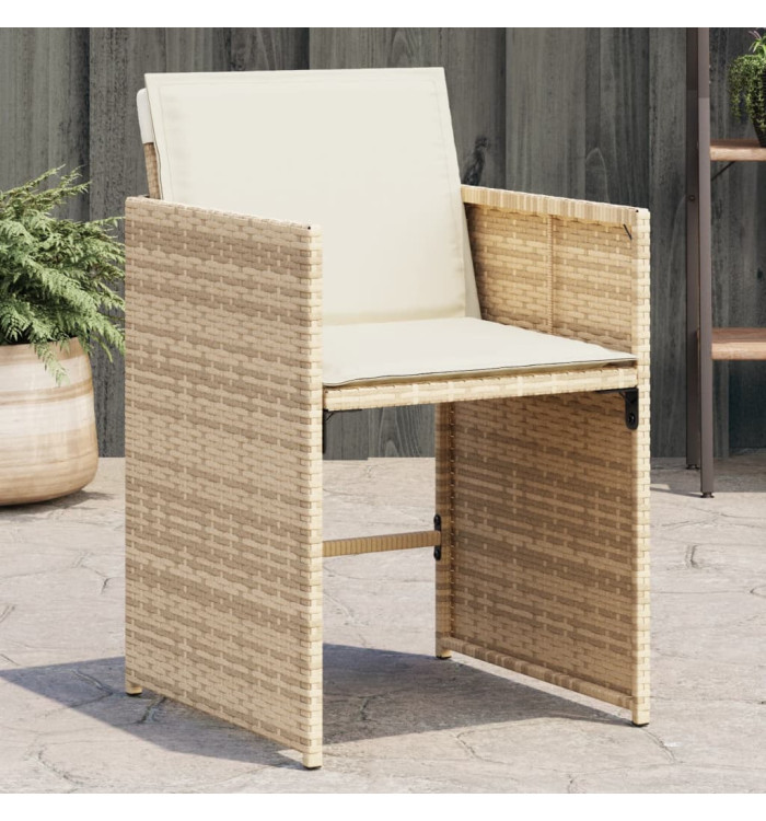 Chaises de jardin avec coussins lot de 4 beige résine tressée | Mobilier & Déco