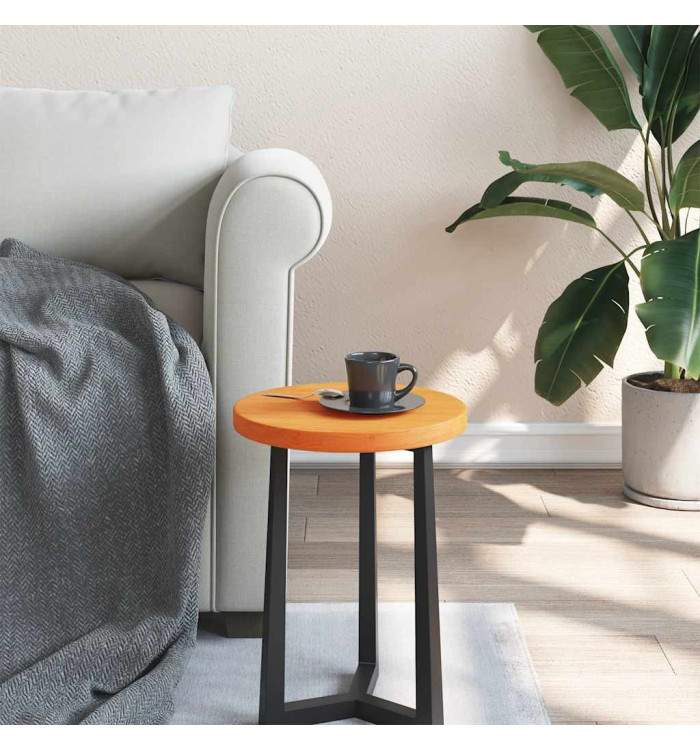 Dessus de table rond cire marron Ø30x2,5 cm bois de pin massif | Mobilier & Déco