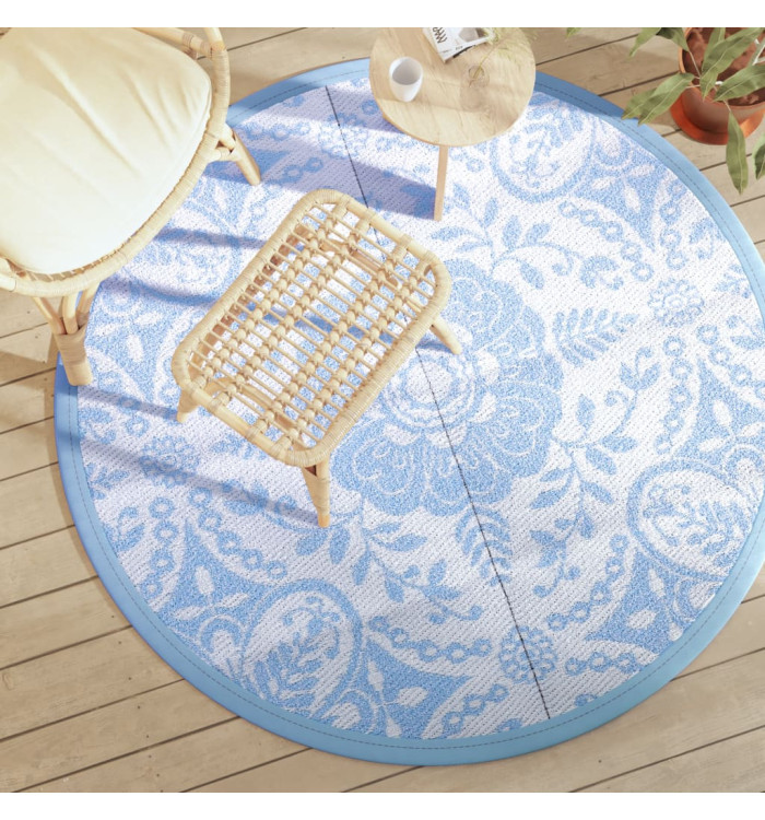 Tapis d'extérieur ARAKIL bleu azuré Ø160 cm PP | Mobilier & Déco