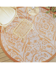 Tapis d'extérieur ARAKIL orange et blanc Ø200 cm PP | Mobilier & Déco