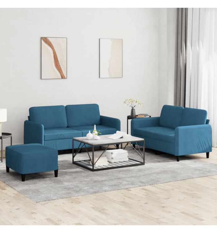 Ensemble de canapés 3 pcs bleu velours | Mobilier & Déco