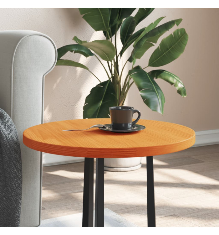 Dessus de table rond cire marron Ø50x2,5 cm bois de pin massif | Mobilier & Déco
