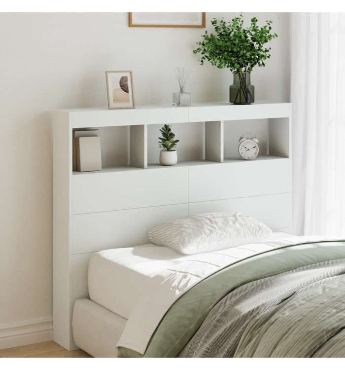 Armoire tête de lit avec LED blanc 120x17x102 cm | Mobilier & Déco