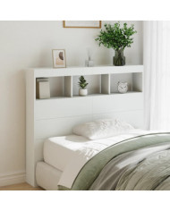 Armoire tête de lit avec LED blanc 120x17x102 cm | Mobilier & Déco