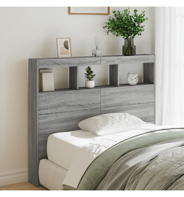 Armoire tête de lit avec LED sonoma gris 120x17x102 cm | Mobilier & Déco