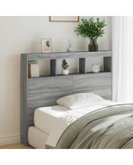 Armoire tête de lit avec LED sonoma gris 120x17x102 cm | Mobilier & Déco