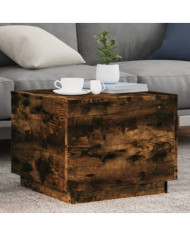 Table basse avec lumières LED chêne fumé 50x50x40 cm | Mobilier & Déco