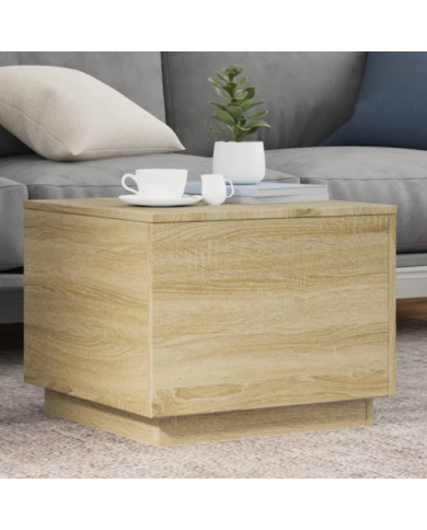 Table basse avec lumières LED chêne sonoma 50x50x40 cm | Mobilier & Déco
