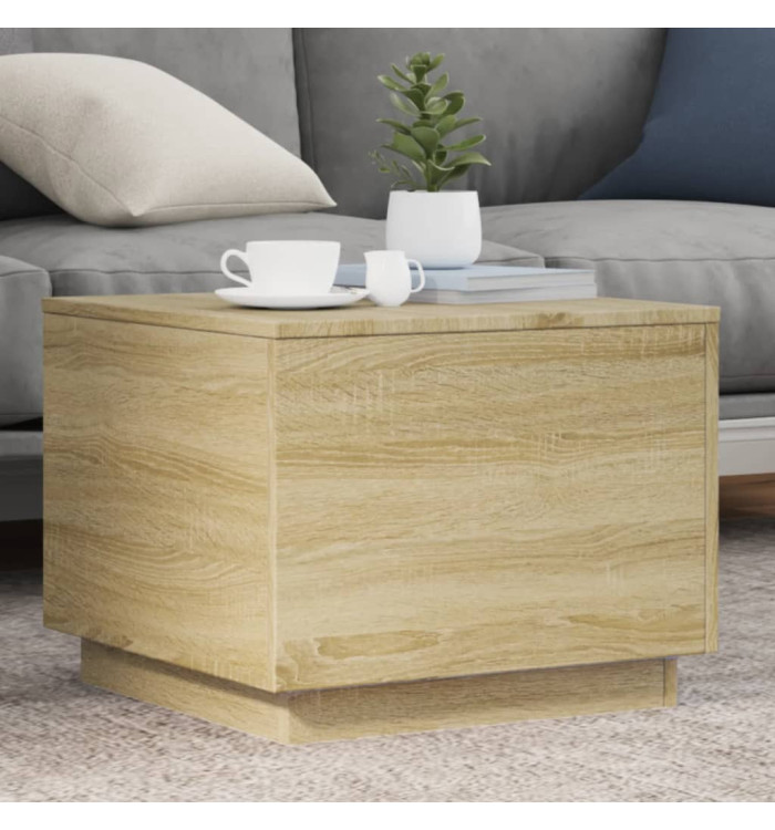 Table basse avec lumières LED chêne sonoma 50x50x40 cm | Mobilier & Déco