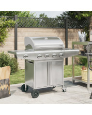 Barbecue à gaz avec 5 brûleurs argenté acier inoxydable | Mobilier & Déco
