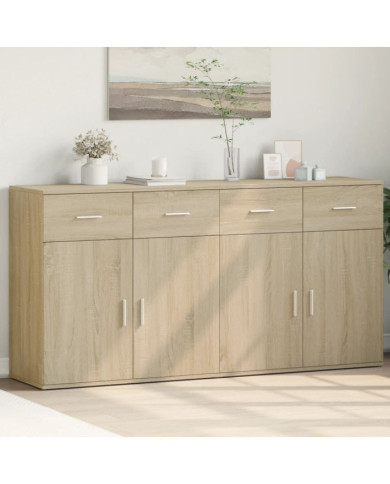 Buffets 2 pcs chêne sonoma 79x38x80 cm bois d'ingénierie | Mobilier & Déco