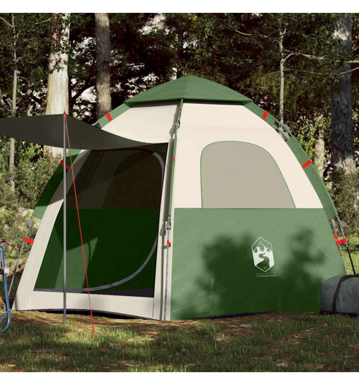 Tente de camping cabine 4 personnes vert libération rapide | Mobilier & Déco