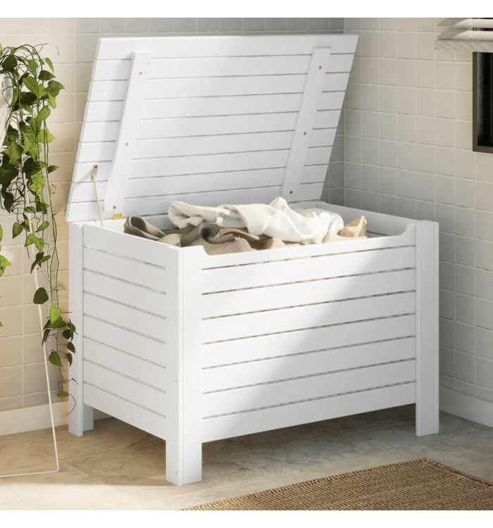 Boîte de rangement avec couvercle RANA blanc bois massif de pin | Mobilier & Déco