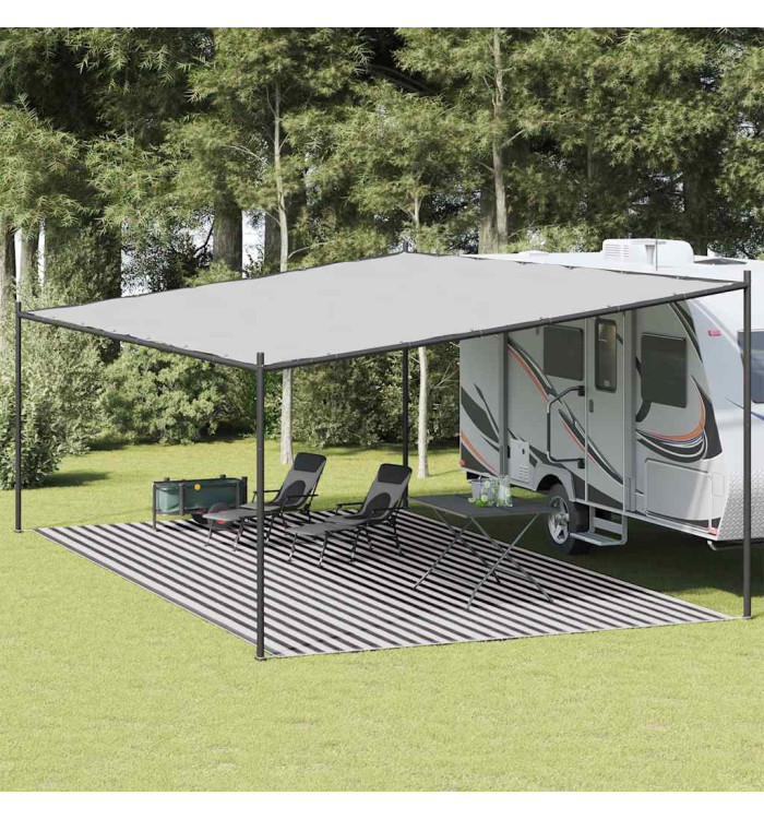 Tapis de tente anthracite et blanc 400x700 cm PEHD | Mobilier & Déco