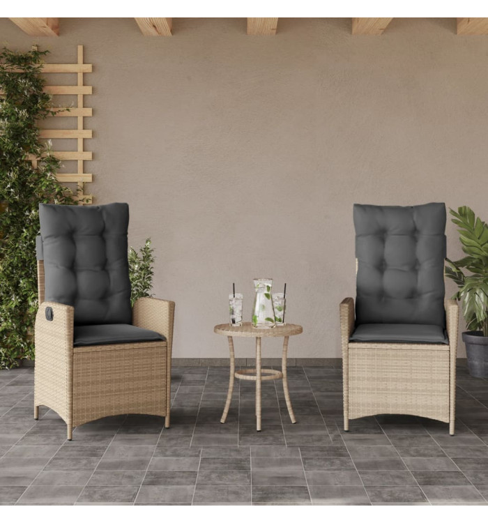 Chaises inclinables jardin lot de 2 et coussins résine tressée | Mobilier & Déco