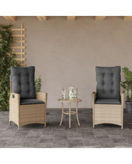 Chaises inclinables jardin lot de 2 et coussins résine tressée | Mobilier & Déco