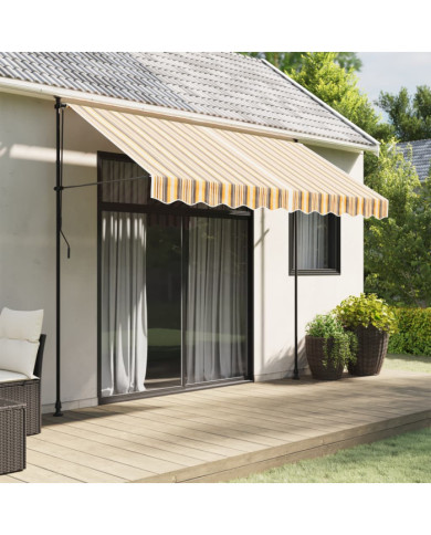 Tissu de remplacement pour auvent rayures multicolores 3x2,5 m | Mobilier & Déco