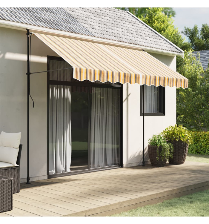 Tissu de remplacement pour auvent rayures multicolores 3x2,5 m | Mobilier & Déco