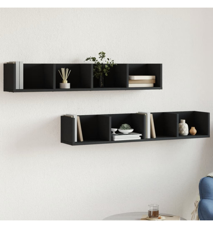 Armoires murales 2 pcs noir 99x18x16,5 cm bois d'ingénierie | Mobilier & Déco