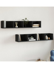 Armoires murales 2 pcs noir 99x18x16,5 cm bois d'ingénierie | Mobilier & Déco