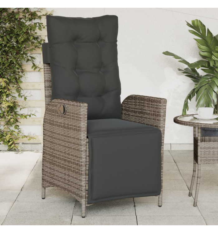Chaise inclinable de jardin et repose-pied gris résine tressée | Mobilier & Déco
