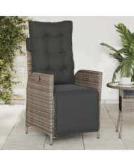 Chaise inclinable de jardin et repose-pied gris résine tressée | Mobilier & Déco
