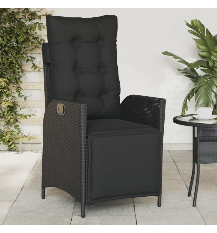 Chaise inclinable de jardin et repose-pied noir résine tressée | Mobilier & Déco