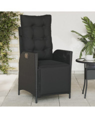 Chaise inclinable de jardin et repose-pied noir résine tressée | Mobilier & Déco