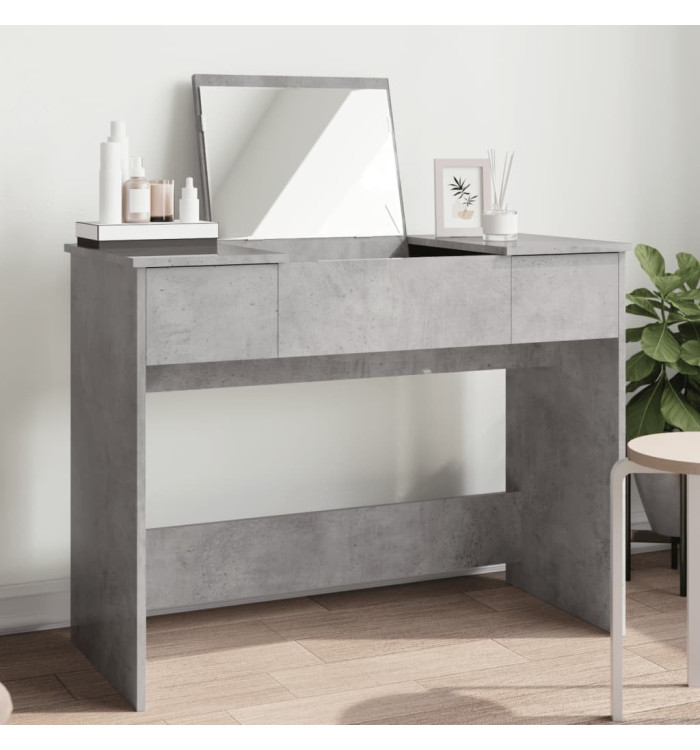 Coiffeuse avec miroir gris béton 100x45x76 cm | Mobilier & Déco