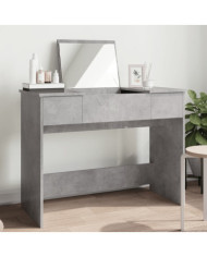 Coiffeuse avec miroir gris béton 100x45x76 cm | Mobilier & Déco