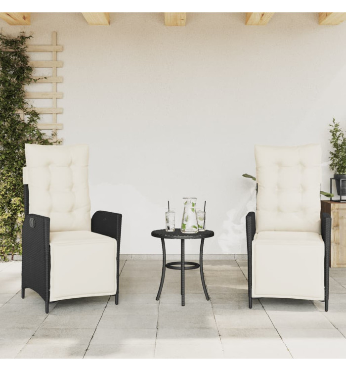 Chaises inclinables de jardin lot de 2 repose-pied noir rotin | Mobilier & Déco