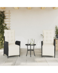 Chaises inclinables de jardin lot de 2 repose-pied noir rotin | Mobilier & Déco