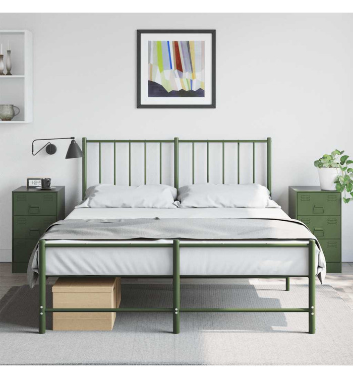 Tables de chevet 2 pcs vert olive 34,5x39x62 cm acier | Mobilier & Déco