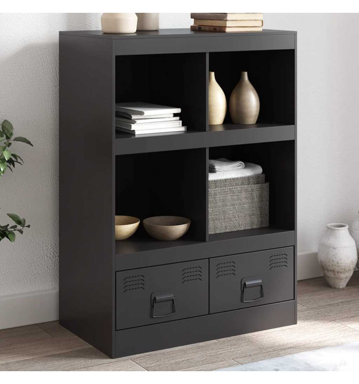 Buffet haut noir 67x39x95 cm acier | Mobilier & Déco