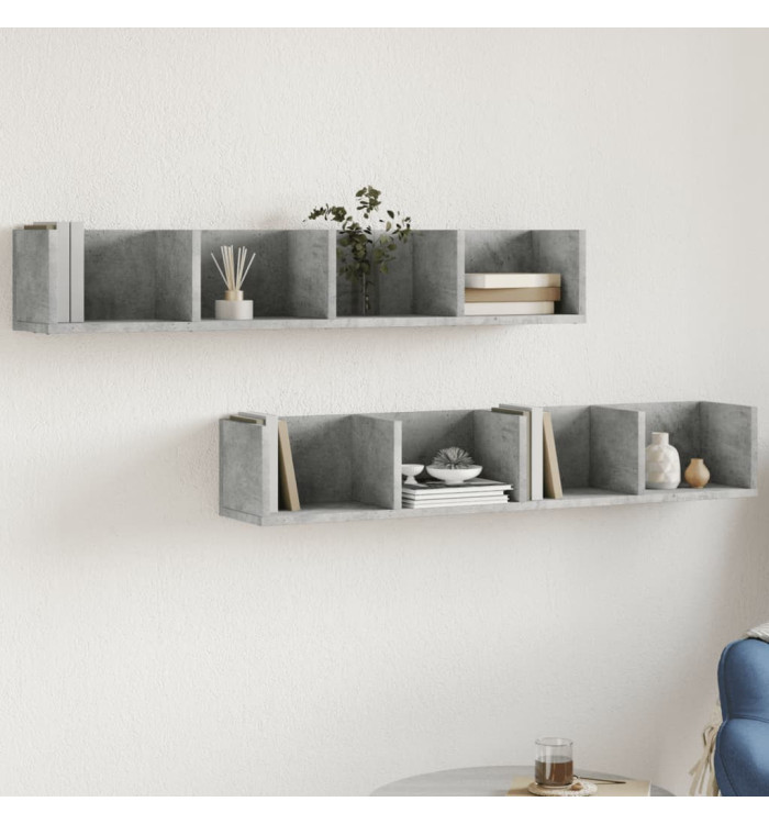 Armoires murales 2pcs gris béton 99x18x16,5cm bois d'ingénierie | Mobilier & Déco