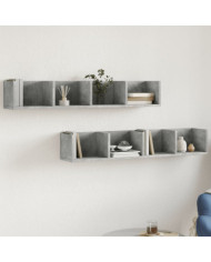 Armoires murales 2pcs gris béton 99x18x16,5cm bois d'ingénierie | Mobilier & Déco